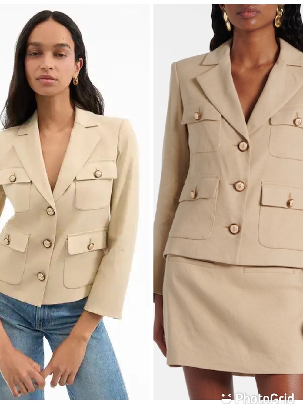 Veronica Beard Schuyler linen-blend blazer Stone Khaki